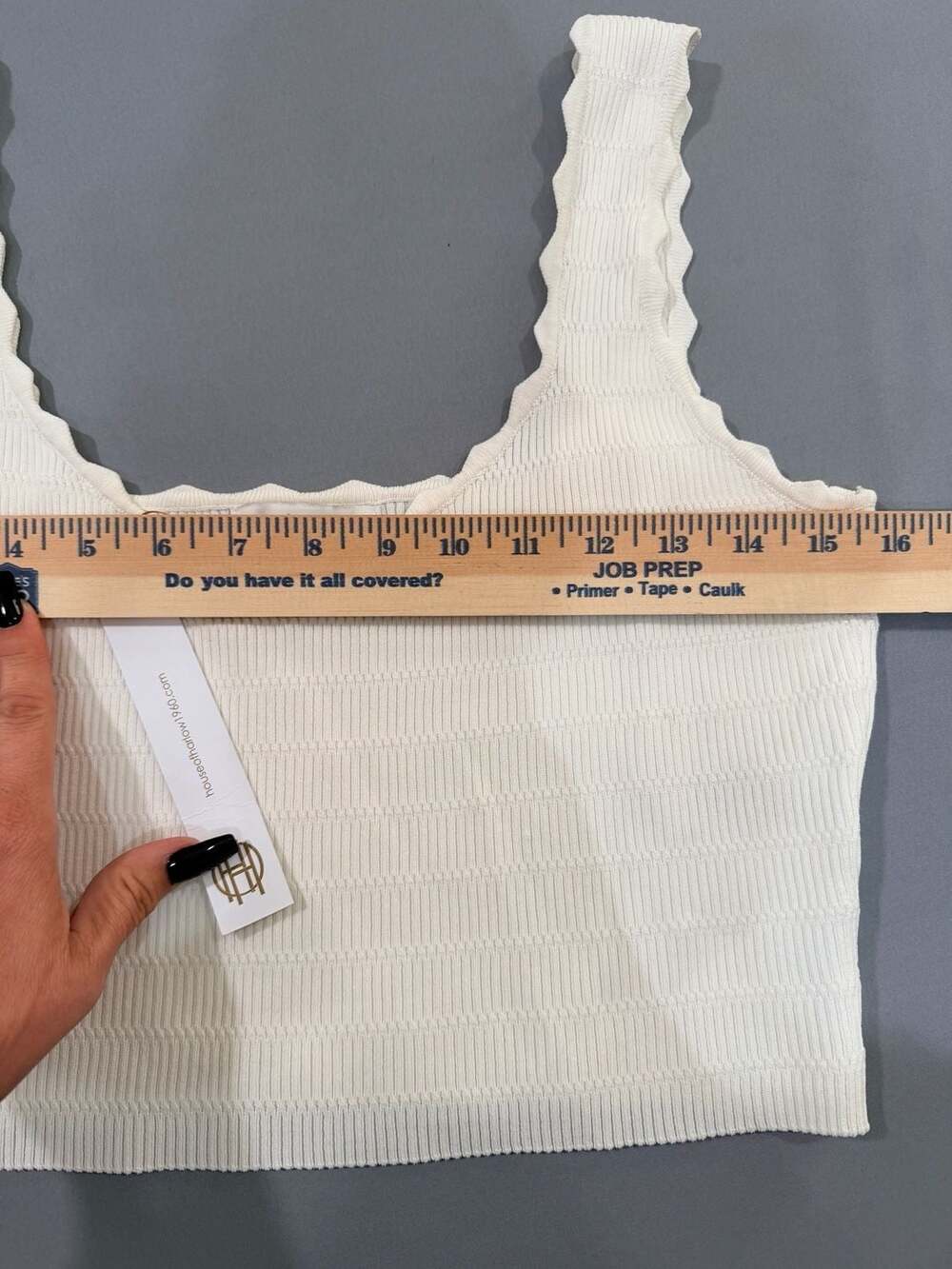 House of Harlow 1960 White Ribbed Scalloped Tank Top Size L Festival - Picture 6 of 7